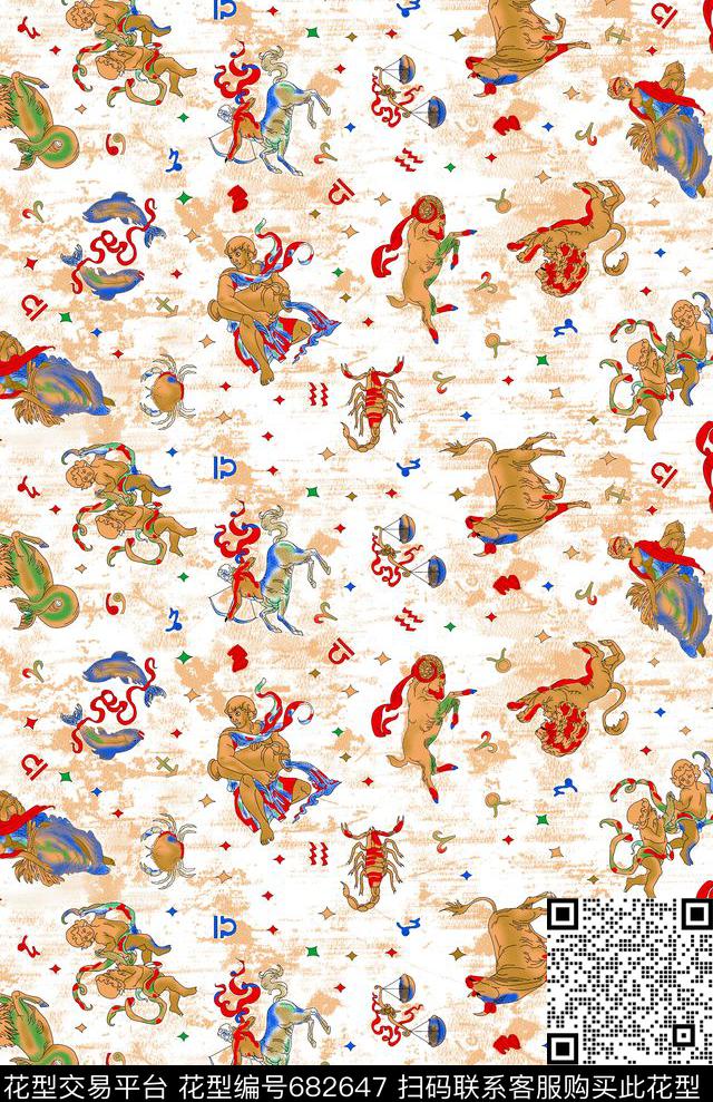 趣味抽象数码印花华亿平台下载（图片编号: 682647） - 瓦栏（Walan）