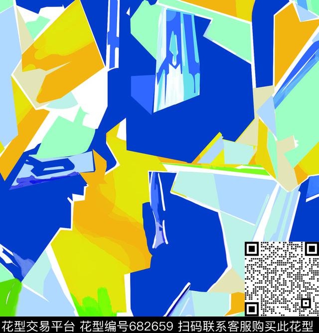 几何色块数码印花华亿平台下载（图片编号: 682659） - 瓦栏（Walan）