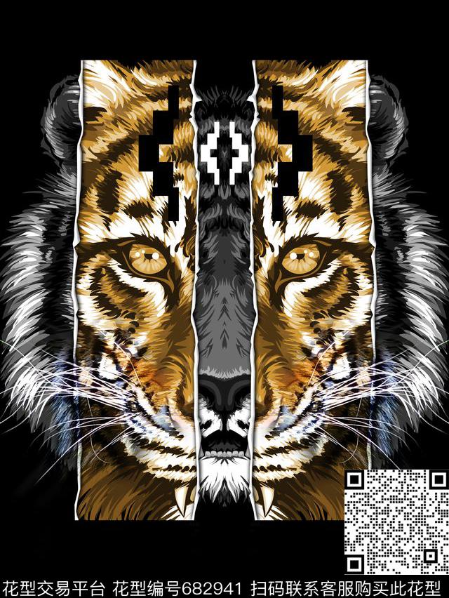 潮牌老虎动物数码印花华亿平台下载（图片编号: 682941） - 瓦栏（Walan）