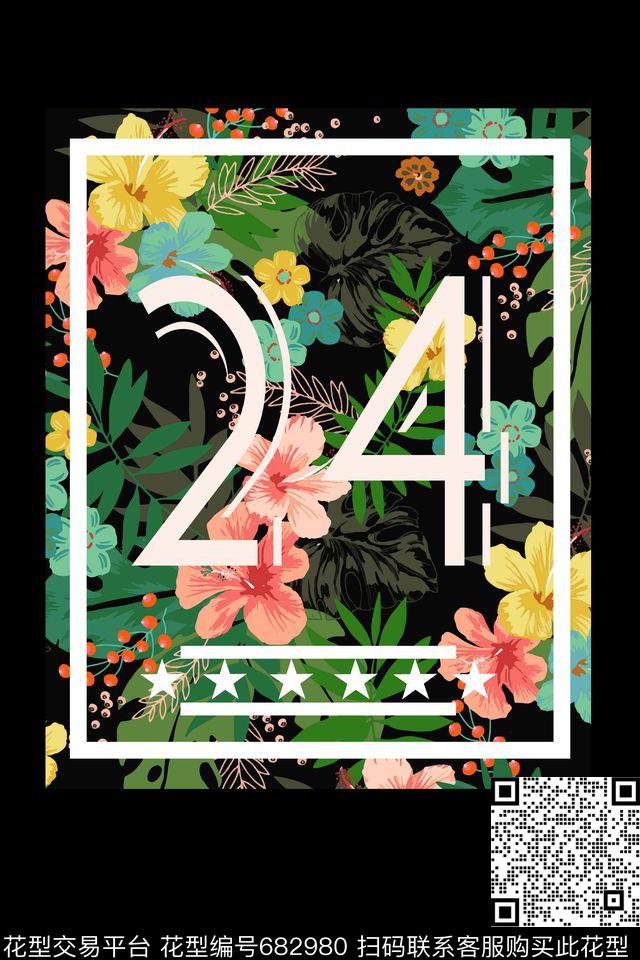 热带花卉T恤卫衣图案男装数码印花华亿平台下载（图片编号: 682980） - 瓦栏（Walan）