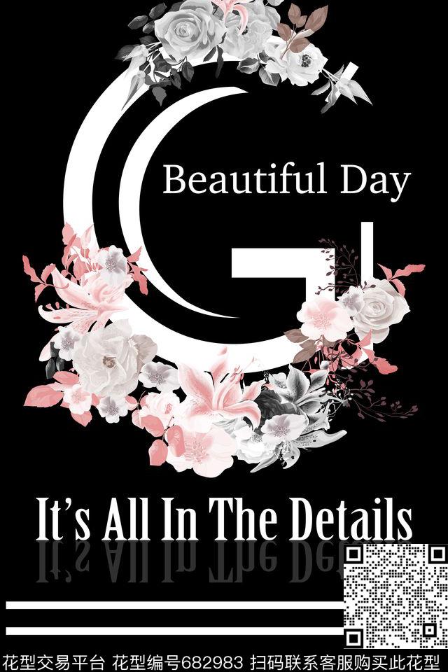 T恤卫衣图案字母花卉传统印花华亿平台下载（图片编号: 682983） - 瓦栏（Walan）