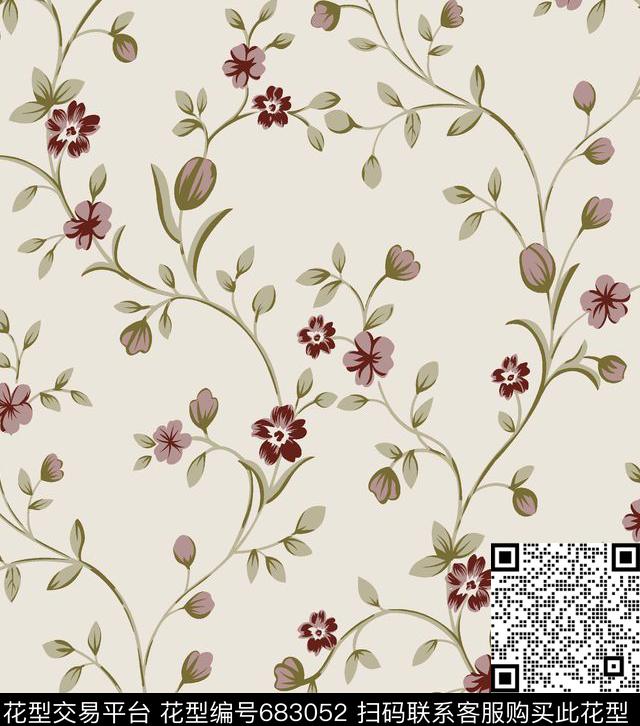 复古花卉大牌风传统印花华亿平台下载（图片编号: 683052） - 瓦栏（Walan）