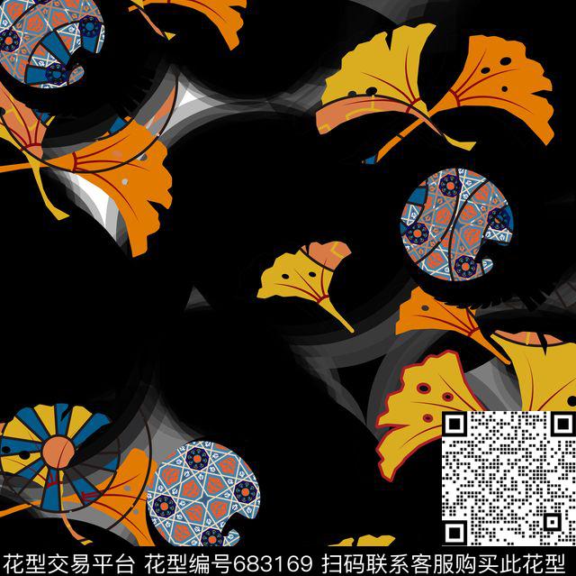 民族植物日式数码印花华亿平台下载（图片编号: 683169） - 瓦栏（Walan）