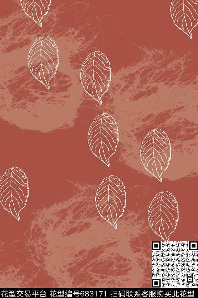 纹理秋叶装饰传统印花华亿平台下载（图片编号: 683171） - 瓦栏（Walan）