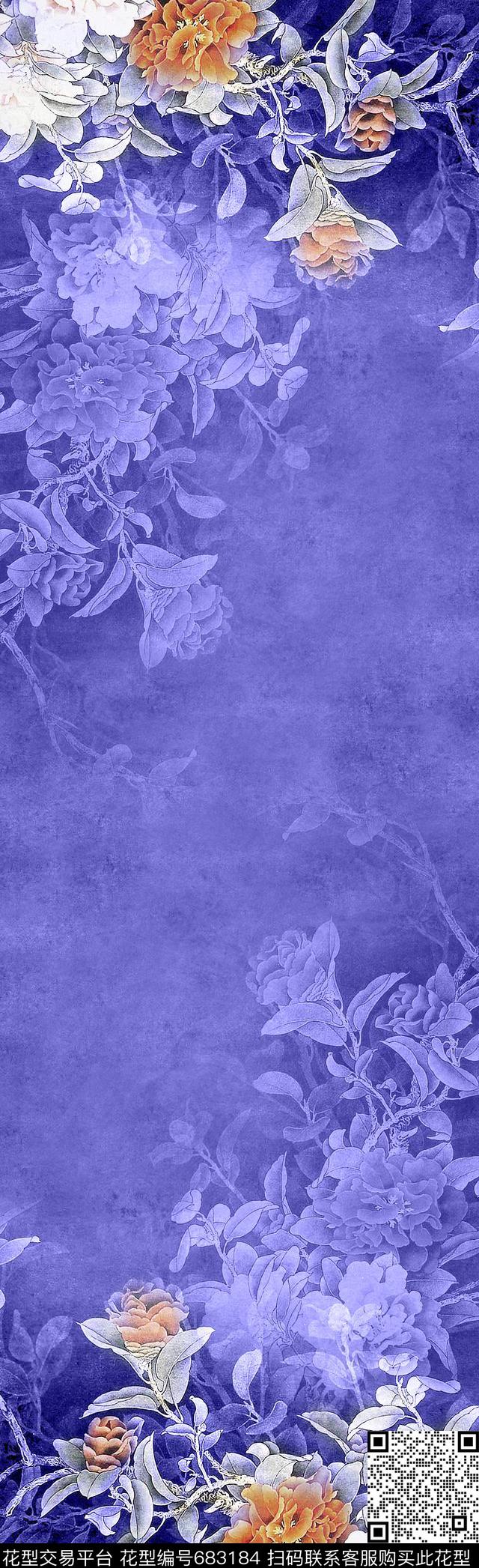 围巾玫瑰牡丹数码印花华亿平台下载（图片编号: 683184） - 瓦栏（Walan）