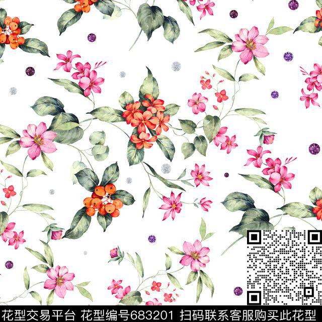 花卉手绘小碎花数码印花华亿平台下载（图片编号: 683201） - 瓦栏（Walan）