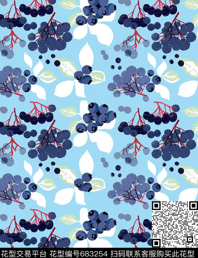 碎花植物水果传统印花华亿平台下载（图片编号: 683254） - 瓦栏（Walan）