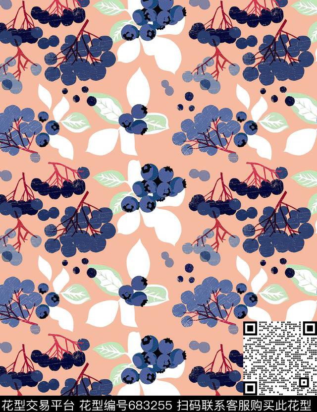 碎花植物水果传统印花华亿平台下载（图片编号: 683255） - 瓦栏（Walan）