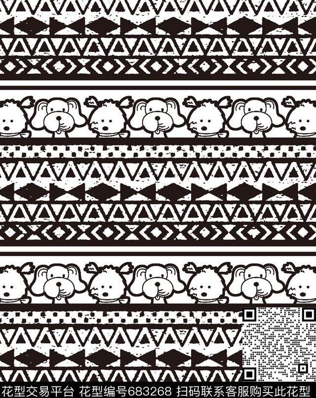 卡通动物几何传统印花华亿平台下载（图片编号: 683268） - 瓦栏（Walan）