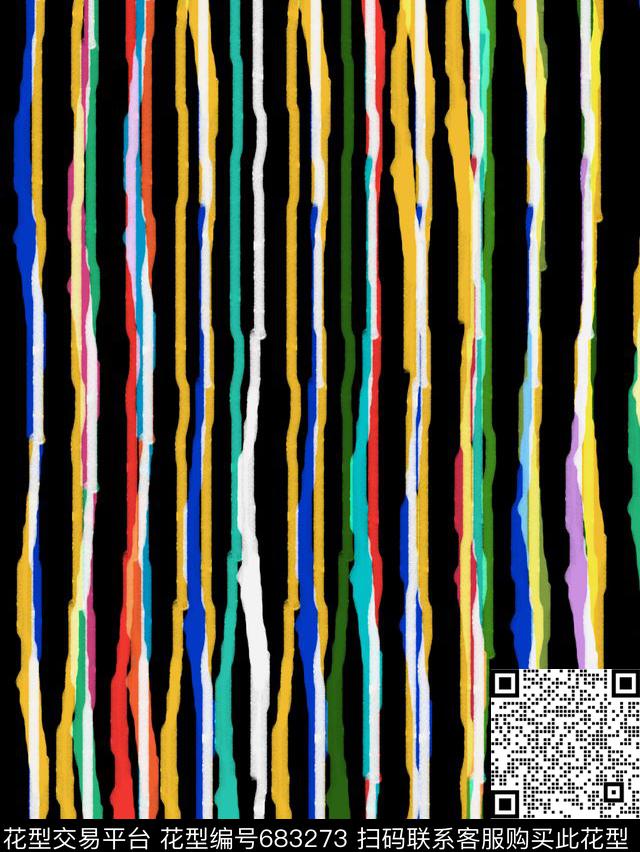 男装华亿平台♥红桃A〖抽象个性〗条纹数码印花华亿平台下载（图片编号: 683273） - 瓦栏（Walan）