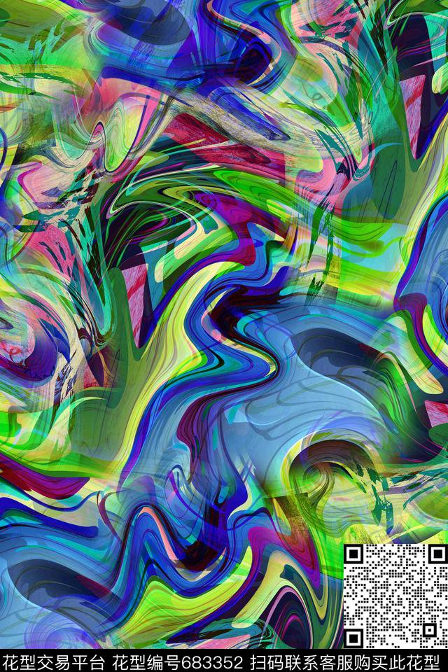 女装抽象几何数码印花华亿平台下载（图片编号: 683352） - 瓦栏（Walan）