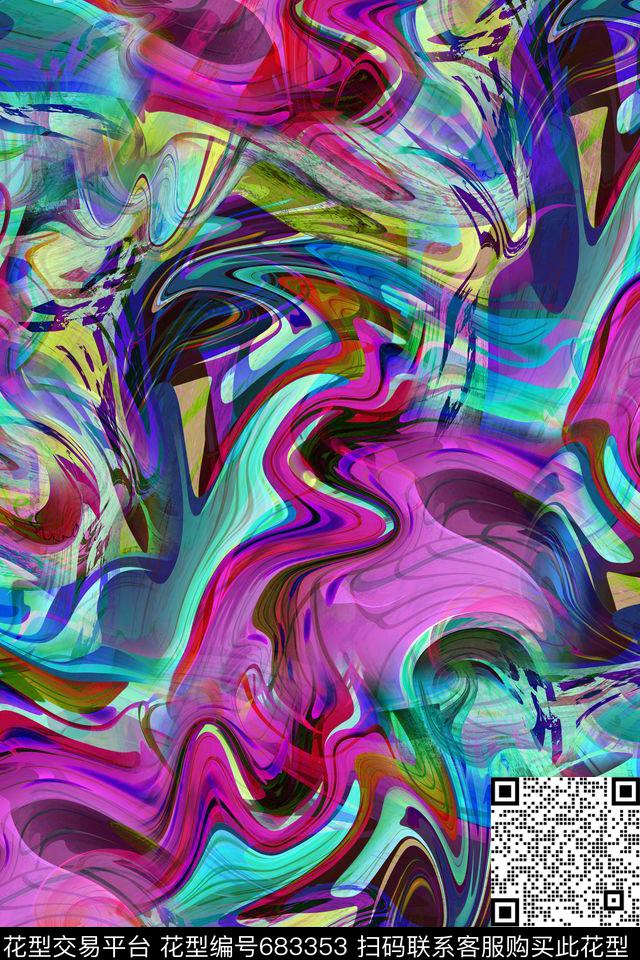 女装抽象几何数码印花华亿平台下载（图片编号: 683353） - 瓦栏（Walan）