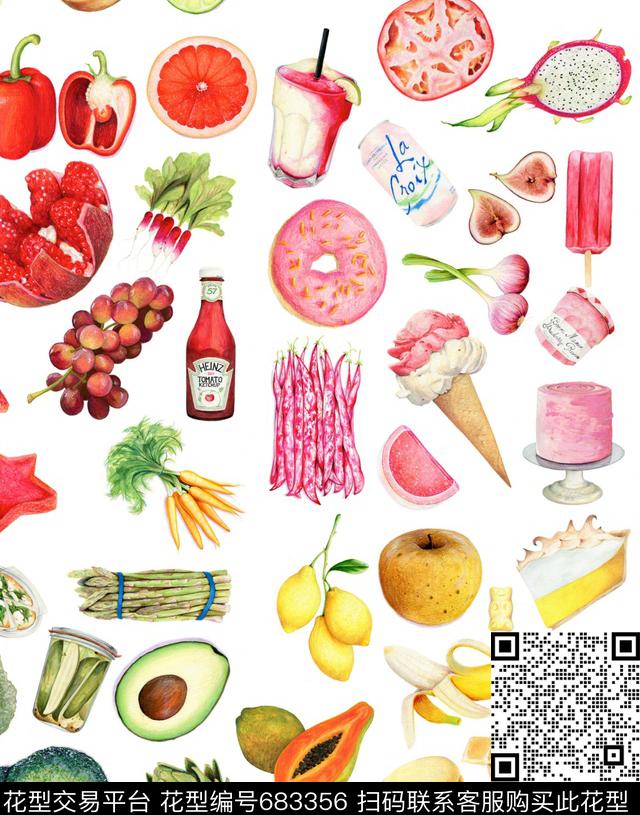 水果趣味生活数码印花华亿平台下载（图片编号: 683356） - 瓦栏（Walan）