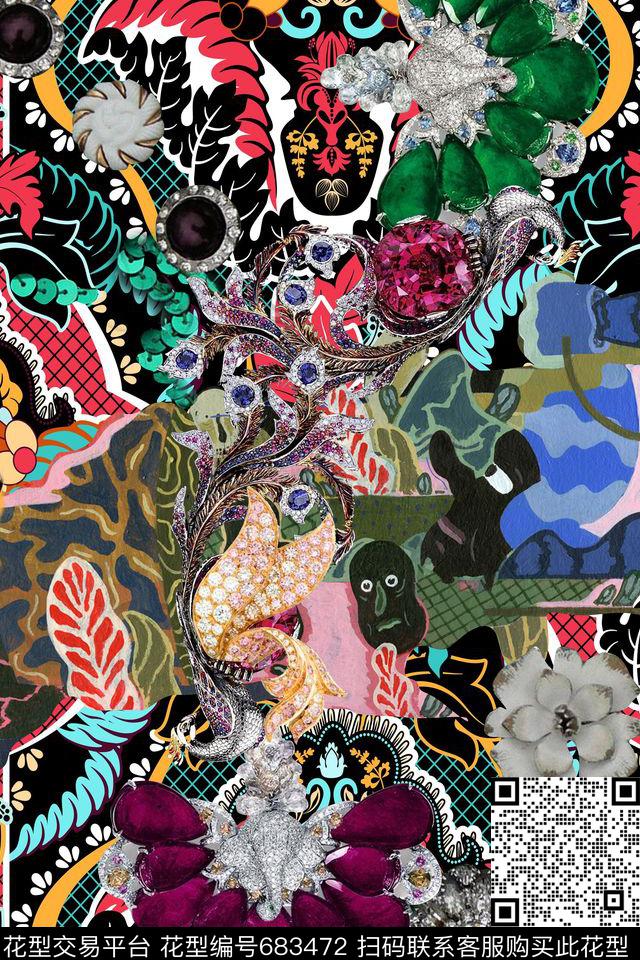 民族风几何花纹珠宝数码印花华亿平台下载（图片编号: 683472） - 瓦栏（Walan）