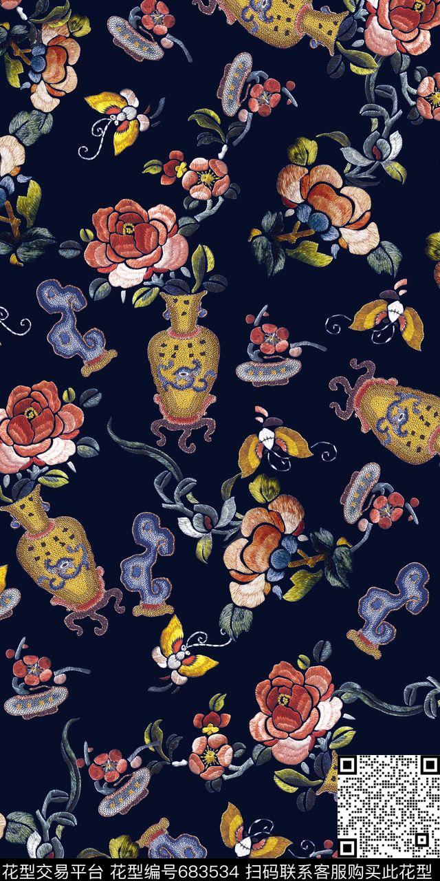 绣花华亿平台老年装时尚大气数码印花华亿平台下载（图片编号: 683534） - 瓦栏（Walan）