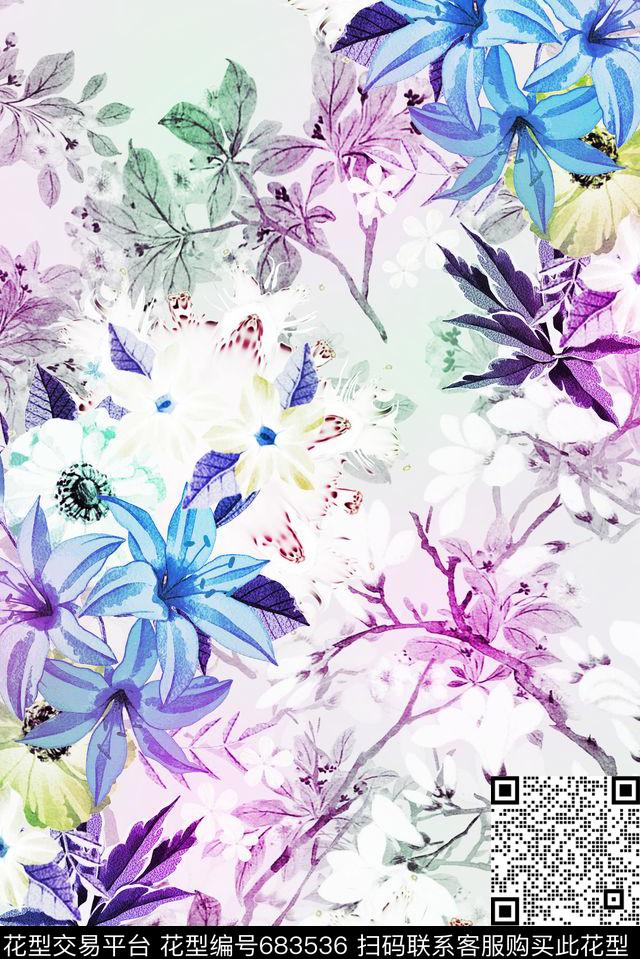 小碎花大花花朵数码印花华亿平台下载（图片编号: 683536） - 瓦栏（Walan）