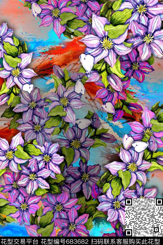 花卉小花数码印花华亿平台下载（图片编号: 683682） - 瓦栏（Walan）