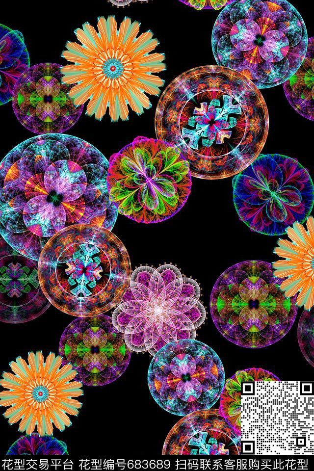 民族风抽象圆数码印花华亿平台下载（图片编号: 683689） - 瓦栏（Walan）