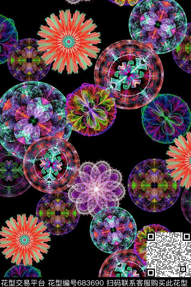 民族风抽象圆数码印花华亿平台下载（图片编号: 683690） - 瓦栏（Walan）