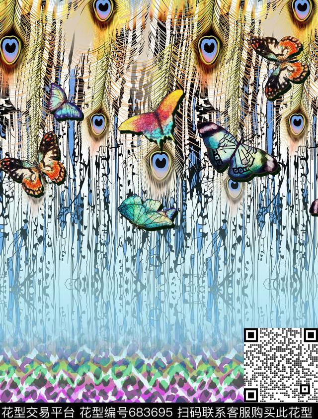 蝴蝶豹纹肌理抽象底数码印花华亿平台下载（图片编号: 683695） - 瓦栏（Walan）