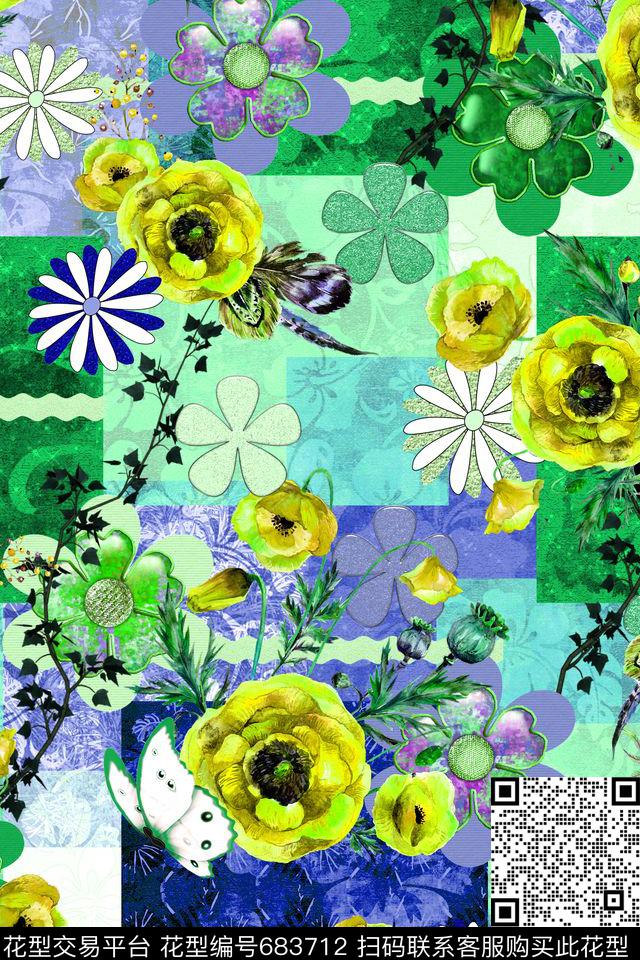 花卉花朵女装数码印花华亿平台下载（图片编号: 683712） - 瓦栏（Walan）