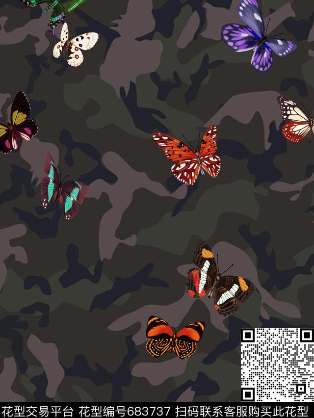 抽象大牌迷彩数码印花华亿平台下载（图片编号: 683737） - 瓦栏（Walan）