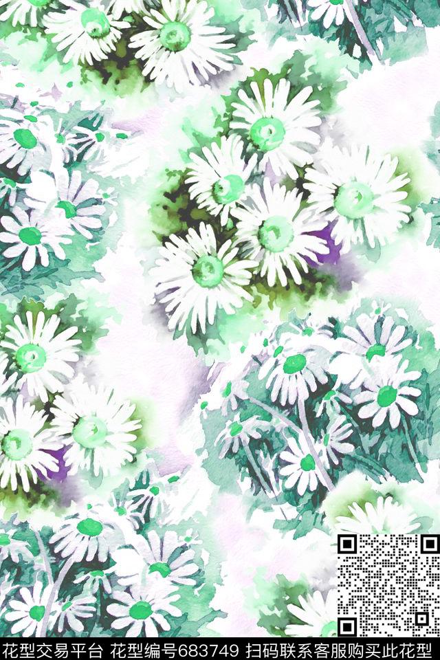水彩花卉手绘数码印花华亿平台下载（图片编号: 683749） - 瓦栏（Walan）