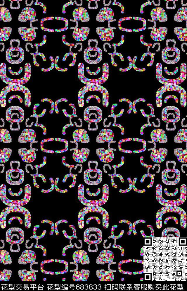 几何炫彩抽象图案花卉意向数码印花华亿平台下载（图片编号: 683833） - 瓦栏（Walan）
