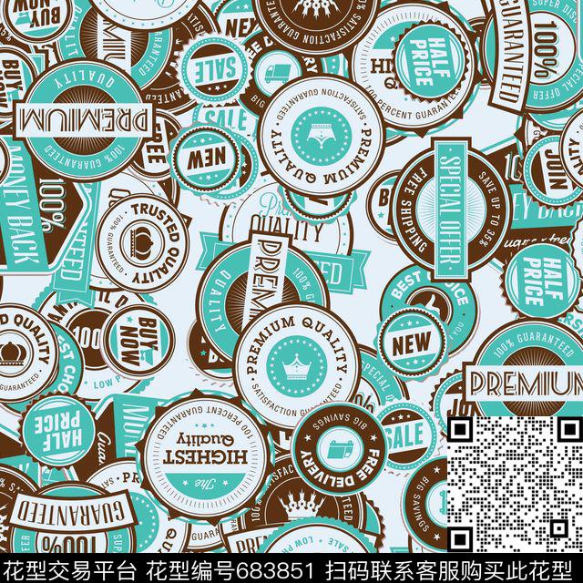 字母图章章仔图标数码印花华亿平台下载（图片编号: 683851） - 瓦栏（Walan）