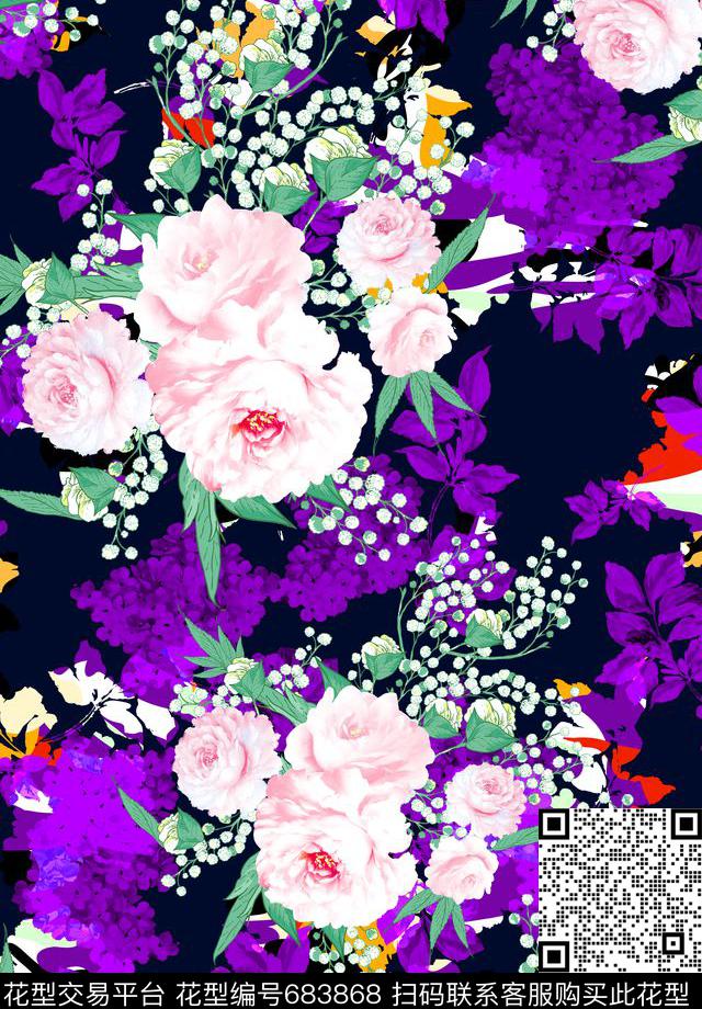 玫瑰花朵MAX-女装花卉数码印花华亿平台下载（图片编号: 683868） - 瓦栏（Walan）