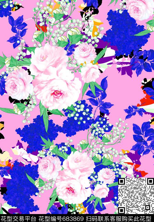 玫瑰花朵MAX-女装花卉数码印花华亿平台下载（图片编号: 683869） - 瓦栏（Walan）