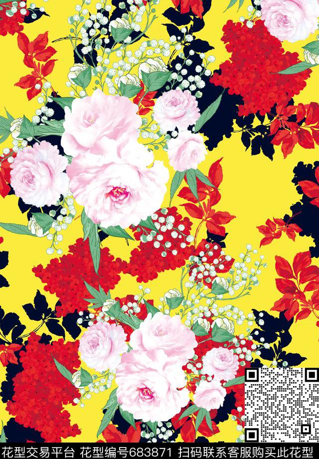 玫瑰花朵MAX-女装花卉数码印花华亿平台下载（图片编号: 683871） - 瓦栏（Walan）
