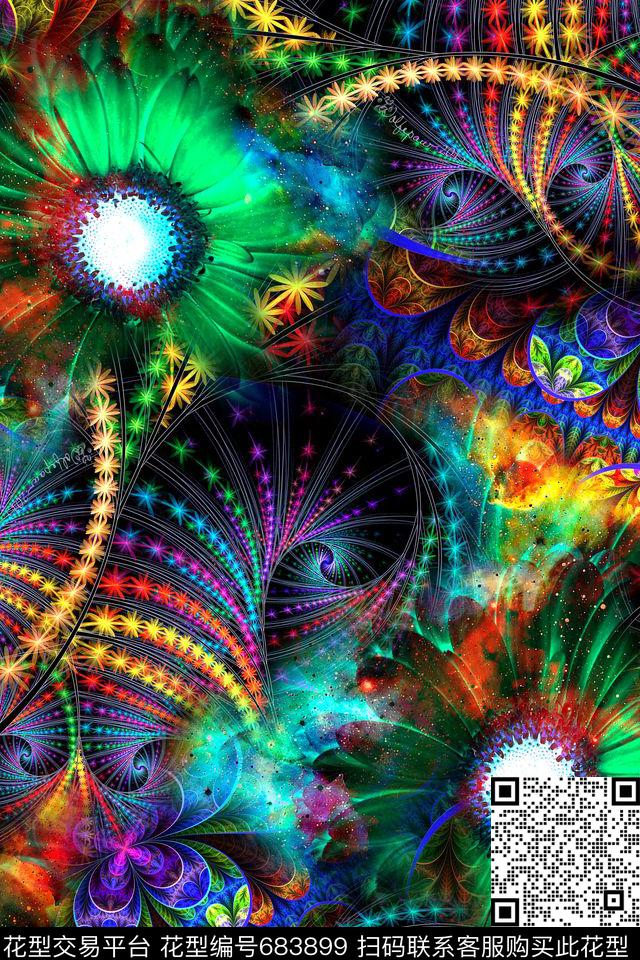 抽象几何拼接数码印花华亿平台下载（图片编号: 683899） - 瓦栏（Walan）