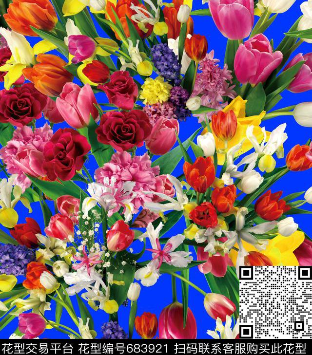 乱花牡丹大花数码印花华亿平台下载（图片编号: 683921） - 瓦栏（Walan）