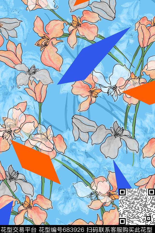 L.D~花卉L.D~水彩L.D~手绘数码印花华亿平台下载（图片编号: 683926） - 瓦栏（Walan）