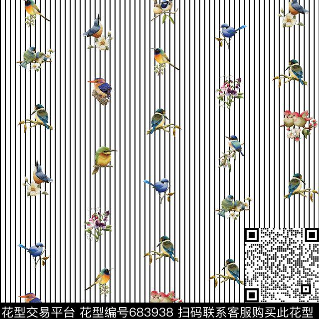 衬衫花鸟绣花数码印花华亿平台下载（图片编号: 683938） - 瓦栏（Walan）