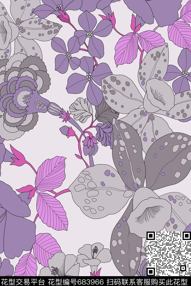 花瓣分色小碎花传统印花华亿平台下载（图片编号: 683966） - 瓦栏（Walan）