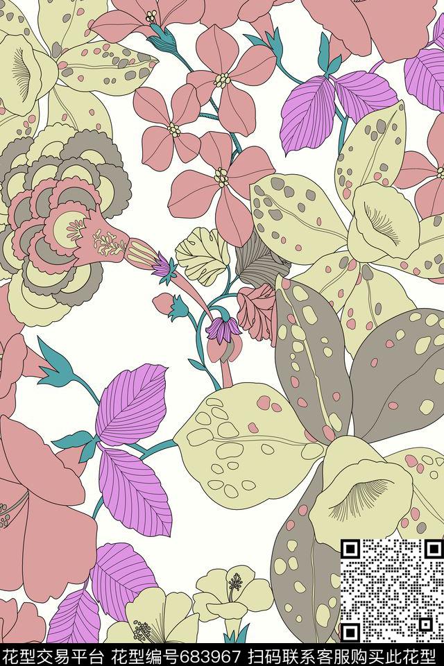 花瓣分色小碎花传统印花华亿平台下载（图片编号: 683967） - 瓦栏（Walan）