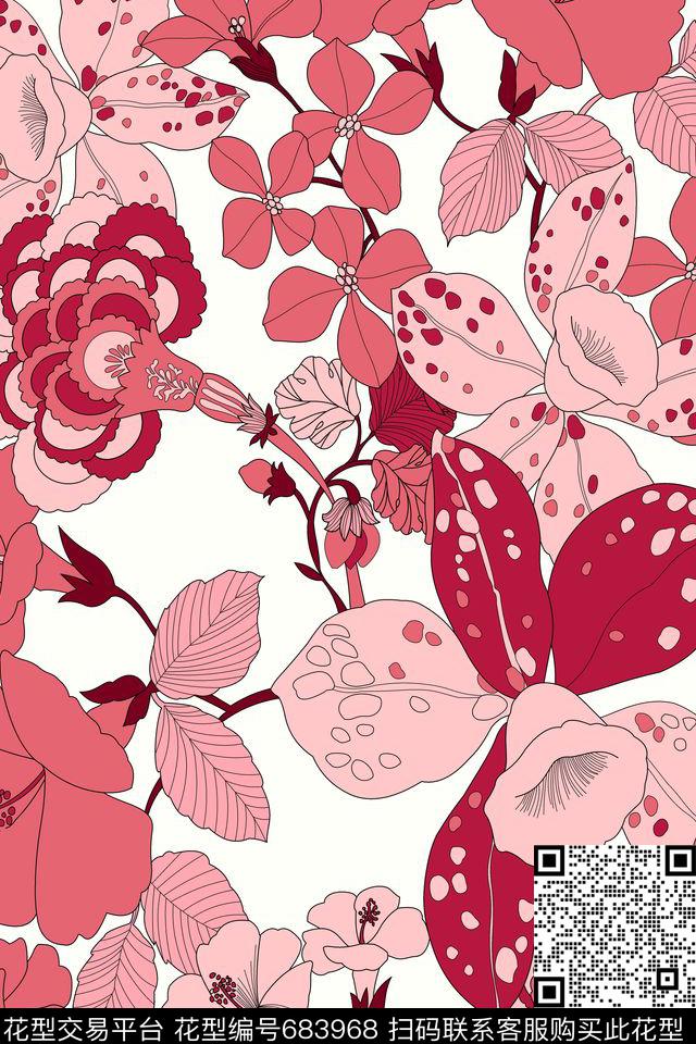 花瓣分色小碎花传统印花华亿平台下载（图片编号: 683968） - 瓦栏（Walan）