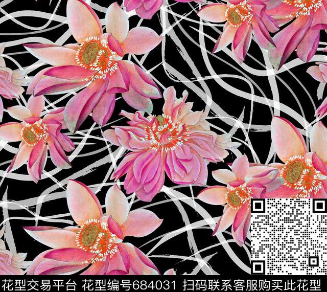 肌理花卉女装数码印花华亿平台下载（图片编号: 684031） - 瓦栏（Walan）