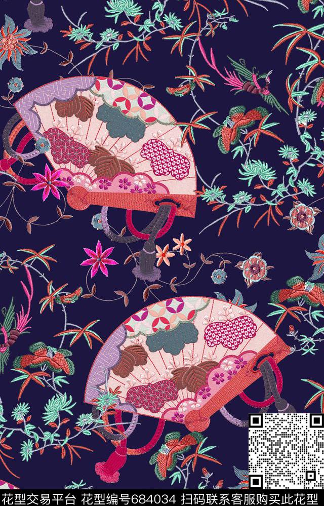 东方元素民族风绣花刺绣花卉数码印花华亿平台下载（图片编号: 684034） - 瓦栏（Walan）