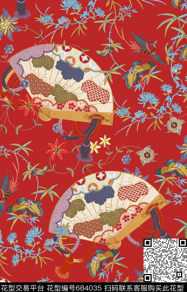 东方元素民族风绣花刺绣花卉数码印花华亿平台下载（图片编号: 684035） - 瓦栏（Walan）