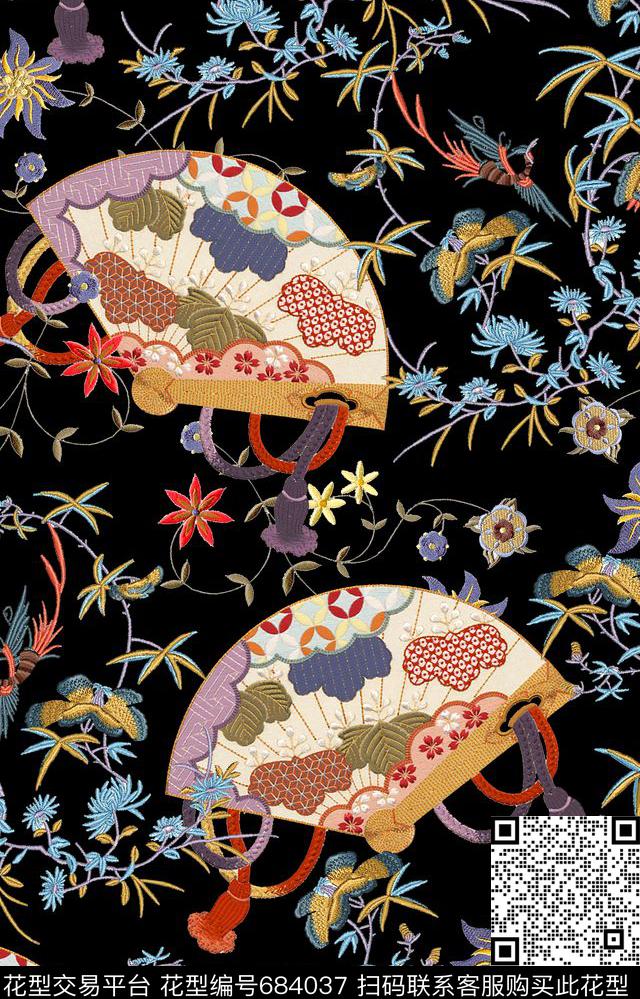 东方元素民族风绣花刺绣花卉数码印花华亿平台下载（图片编号: 684037） - 瓦栏（Walan）