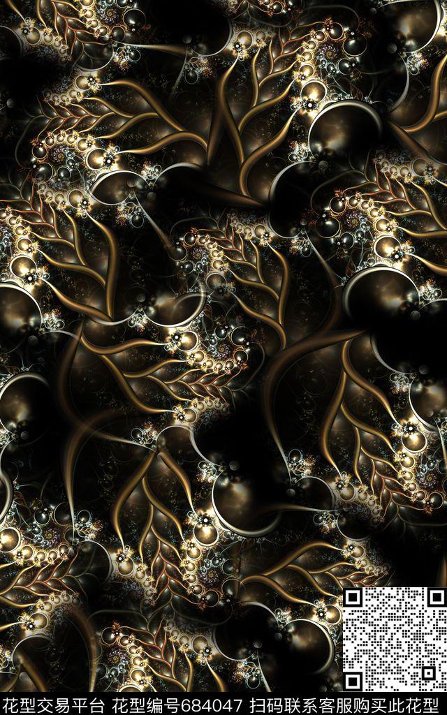 肌理佩斯利分形纹理数码印花华亿平台下载（图片编号: 684047） - 瓦栏（Walan）