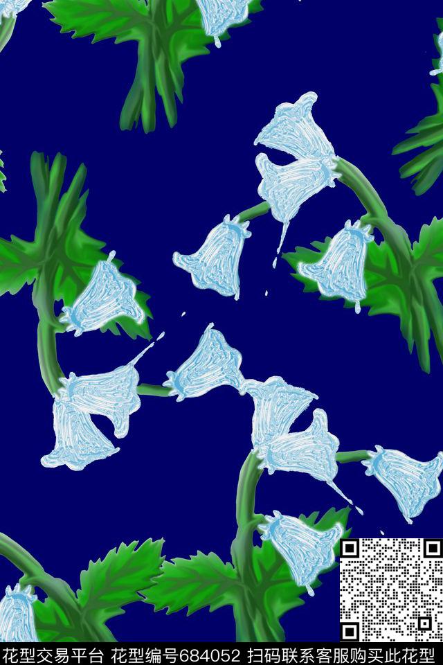 手绘花卉女装数码印花华亿平台下载（图片编号: 684052） - 瓦栏（Walan）