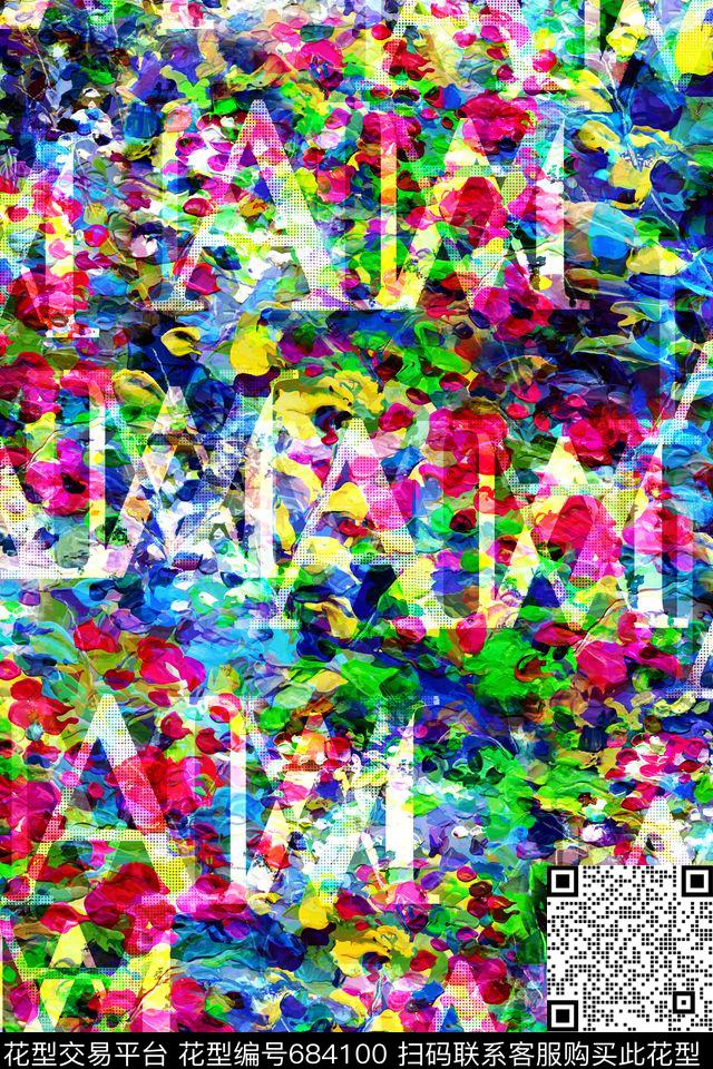 女装碎花几何数码印花华亿平台下载（图片编号: 684100） - 瓦栏（Walan）