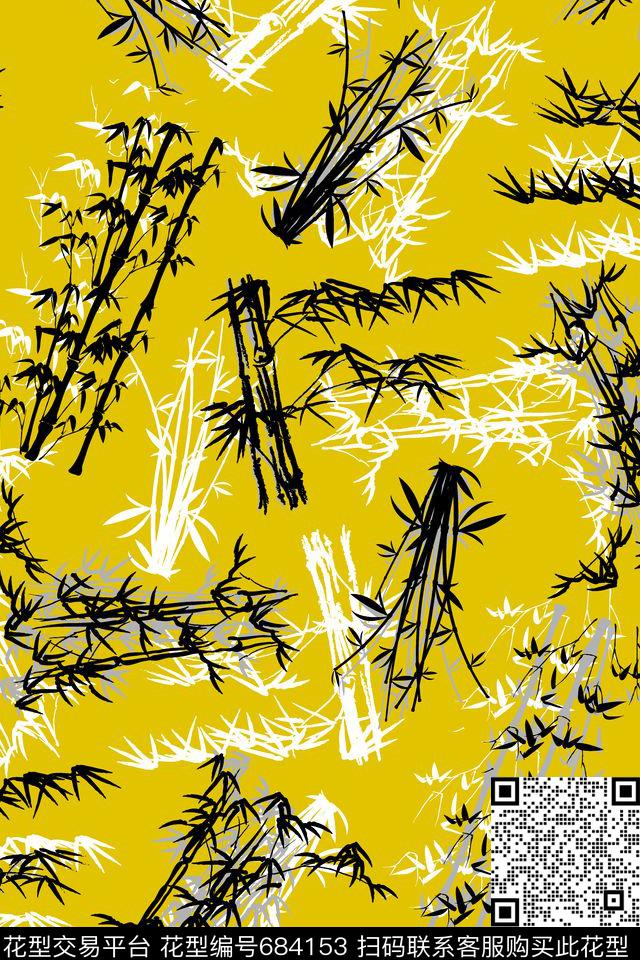 中国风水墨连衣裙数码印花华亿平台下载（图片编号: 684153） - 瓦栏（Walan）