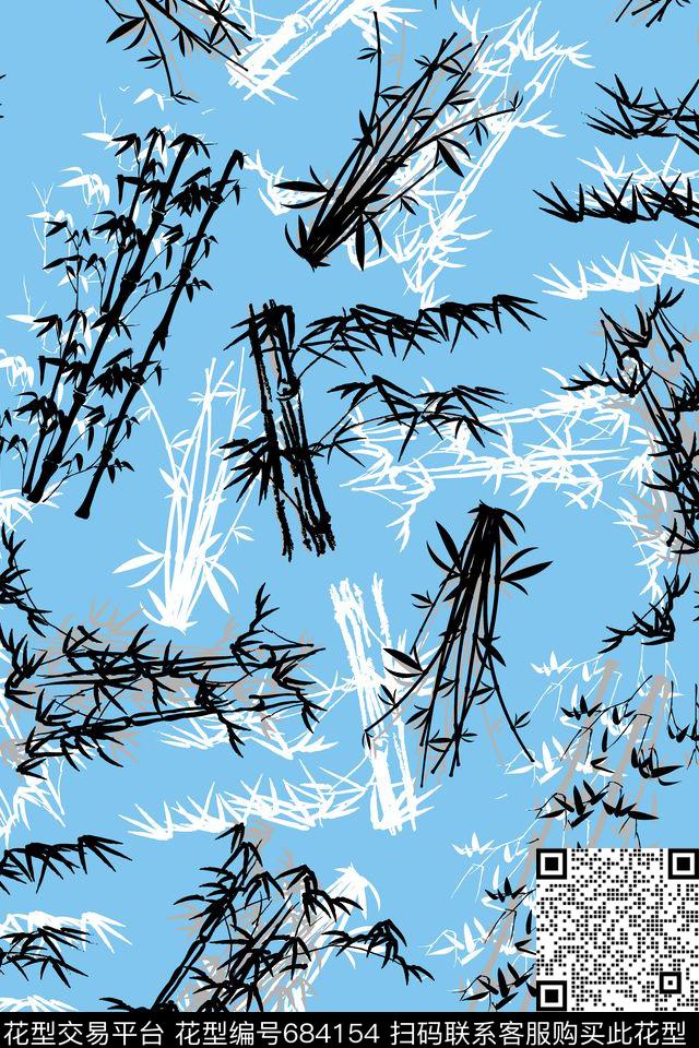 中国风水墨连衣裙数码印花华亿平台下载（图片编号: 684154） - 瓦栏（Walan）