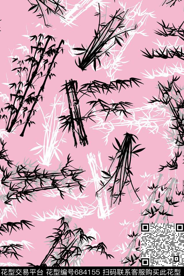 中国风水墨连衣裙数码印花华亿平台下载（图片编号: 684155） - 瓦栏（Walan）