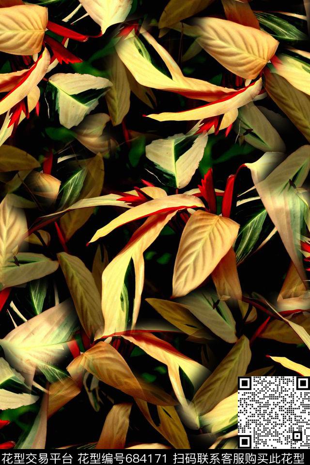 热带植物印花男装T恤外套夹克满版印花数码印花华亿平台下载（图片编号: 684171） - 瓦栏（Walan）